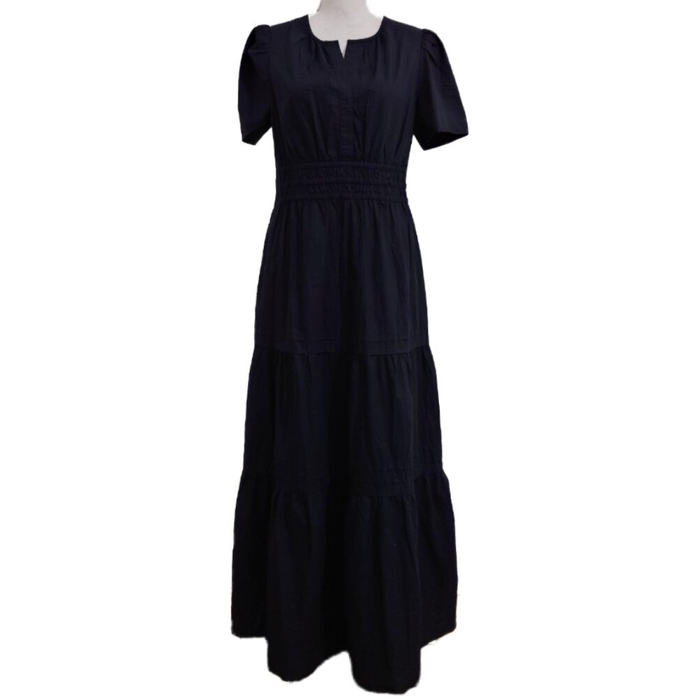 NWT: Quince 100% Organic Cotton Tiered Maxi Dress in Black - Picture 6 of 12